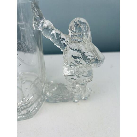 Vintage Coca Cola Christmas Santa Leaning On Vending Heavy Clear Glass Mug 1997 - Picture 3 of 13